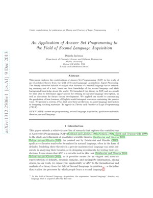 Capa do documento PDF - ASP Aplicado à Aquisição de Segunda Língua: Formalizando a Teoria do Processamento de Input
